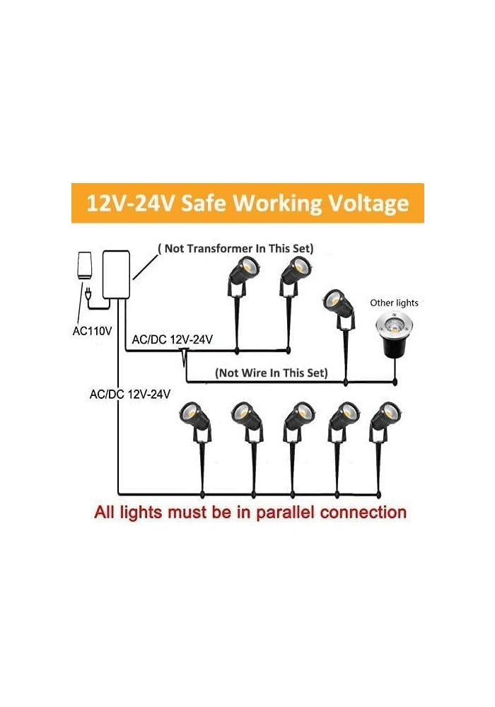 ZUCKEO 5W LED Landscape Spotlight - 12V/24V Low Voltage Garden Light, Warm White, 6 Pack - Image 5