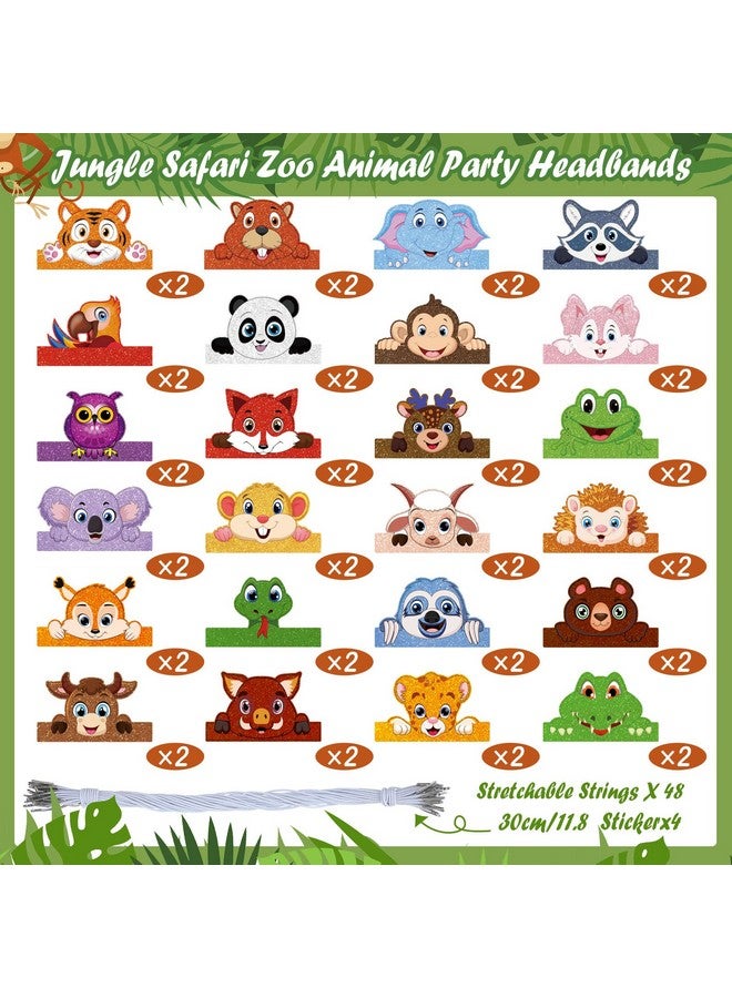 Tinlade 48 قطعة من عصابات الرأس على شكل حيوانات سفاري في الغابة وقبعات حفلات أعياد الميلاد وقبعات ورقية لحفلات الأطفال (حيوانات الغابة) - Image 4