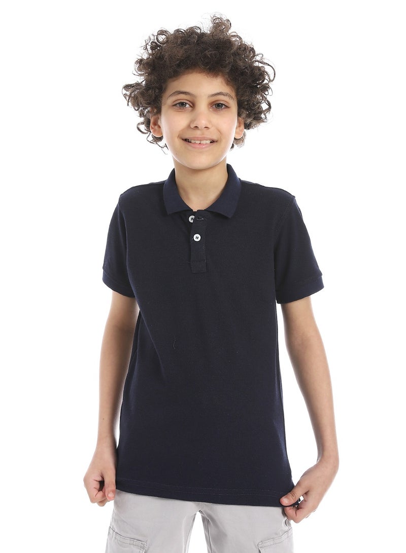 Andora Boys Elite Pique Polo shirt_Navy - Image 1