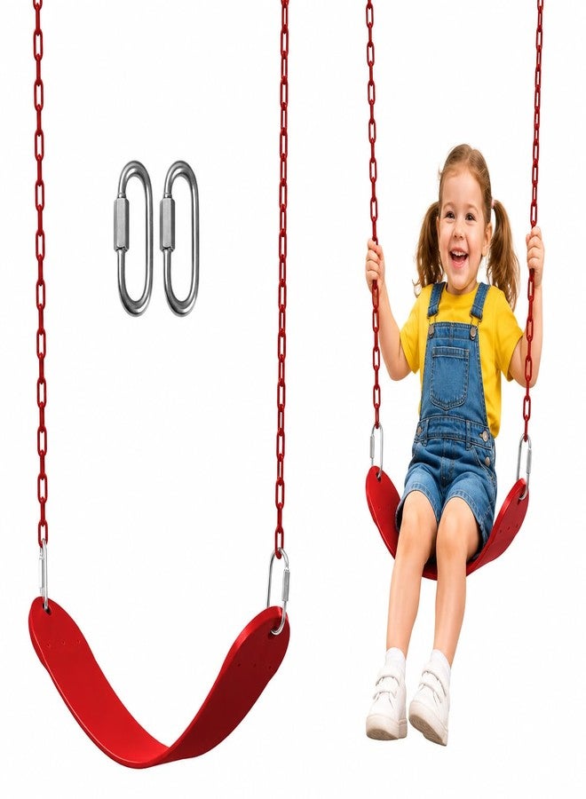 REZNOR Flexible Swing Seat Set for Kids/Adults Outdoor Park Garden Tree Backyard with 60” Plastic Coated Chain, Weight Support Upto 150kg, Red - Image 1