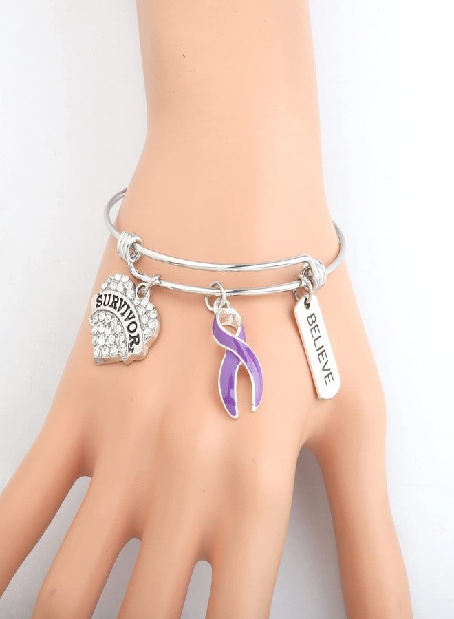 Gzrlyf Purple Ribbon Awareness Bracelet Domestic Violence Survivor Gifts Pancreatic Cancer Survivor Gifts (Bracelet) - Image 5