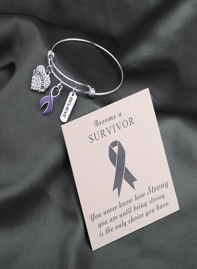 Gzrlyf Purple Ribbon Awareness Bracelet Domestic Violence Survivor Gifts Pancreatic Cancer Survivor Gifts (Bracelet) - Image 3