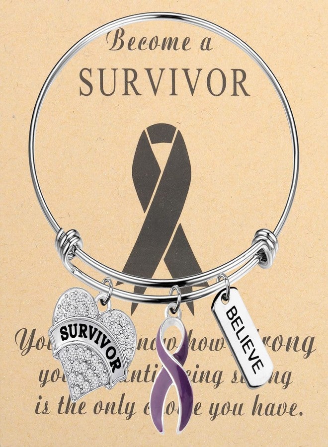 Gzrlyf Purple Ribbon Awareness Bracelet Domestic Violence Survivor Gifts Pancreatic Cancer Survivor Gifts (Bracelet) - Image 1