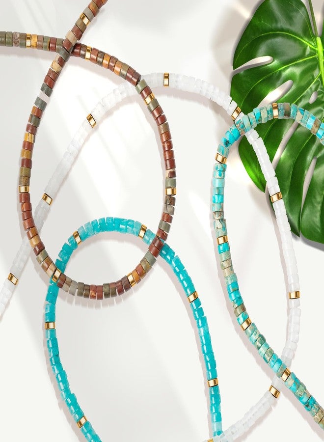 AGOT Beaded Gemstone Necklace for Women: Boho Bead Choker Natural Stone Necklaces - Handmade Jewelry for Summer Beach, 16 inches (standard), 18 inches (with extension), Stone, Turquoise - Image 5