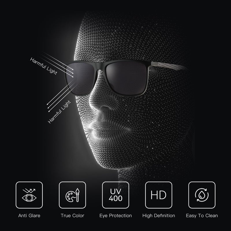 ZENOTTIC Square Polarized Sunglasses for Men - Ultralight Carbon Fiber Sun Glasses Driving Fishing Cycling Golf Sports UV400 Protection - Image 2