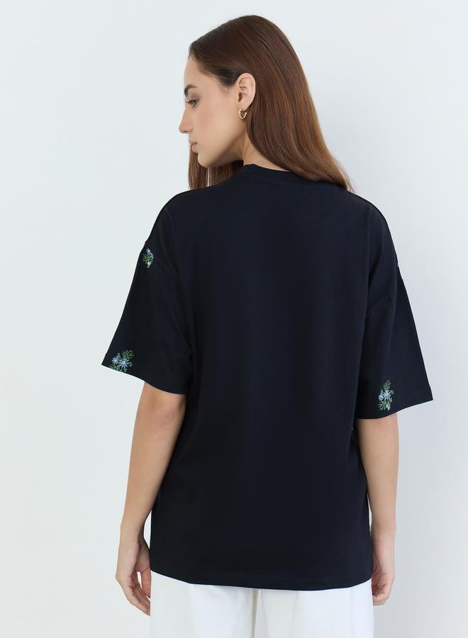 Styli Embroidered Floral Oversized T-Shirt - Image 5