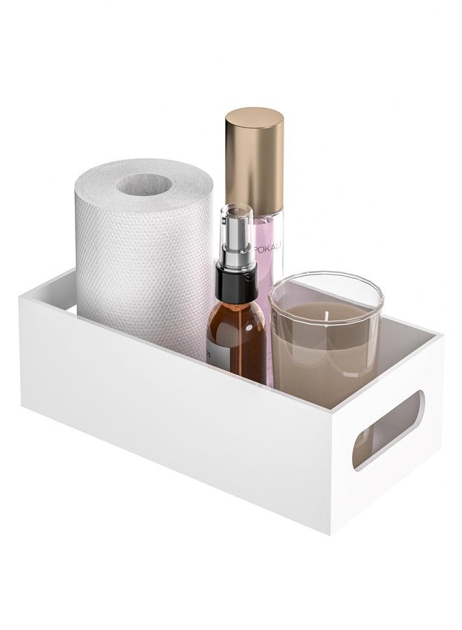 Hexsonhoma White Toilet Basket Tank Tray, Acrylic Bathroom Basket, Back of Toilet Organizer for Paper Storage, Anti-slip and Moisture-proof - Image 1