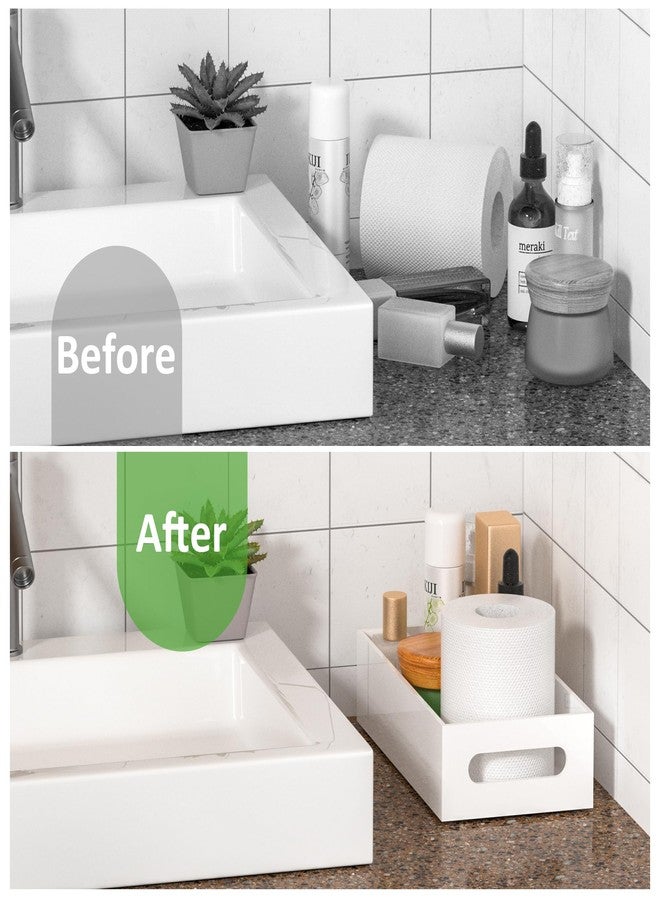 Hexsonhoma White Toilet Basket Tank Tray, Acrylic Bathroom Basket, Back of Toilet Organizer for Paper Storage, Anti-slip and Moisture-proof - Image 5