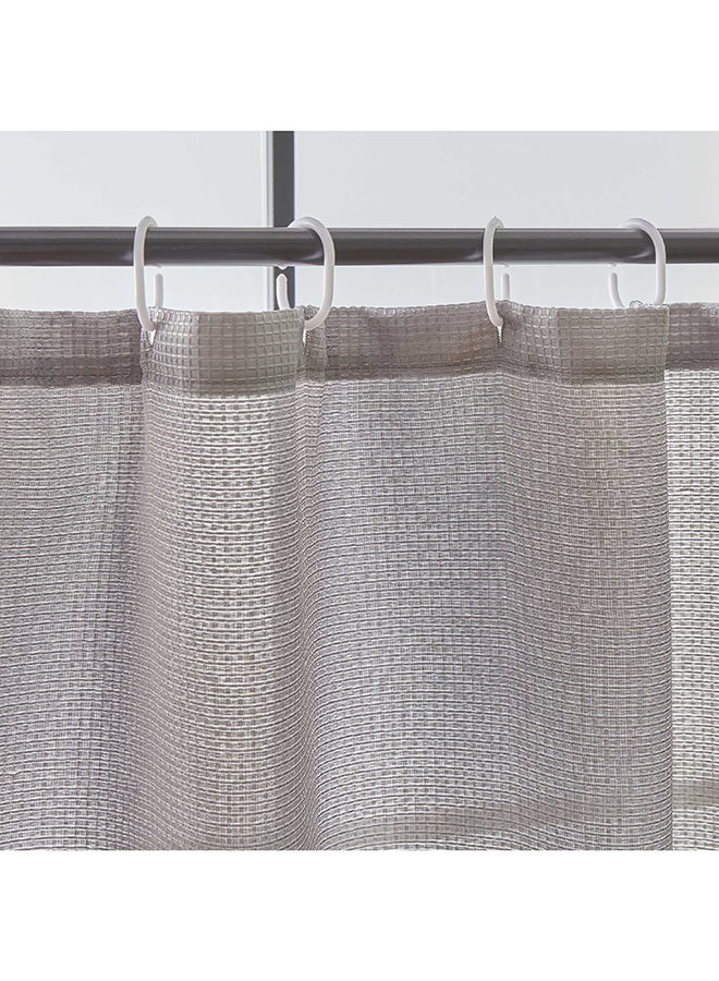 Home Box Diamond Solid Jacquard Shower Curtain with Hooks 200 x 180 cm  - Image 2