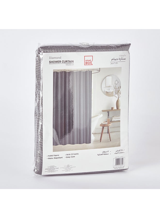 Home Box Diamond Solid Jacquard Shower Curtain with Hooks 200 x 180 cm  - Image 5