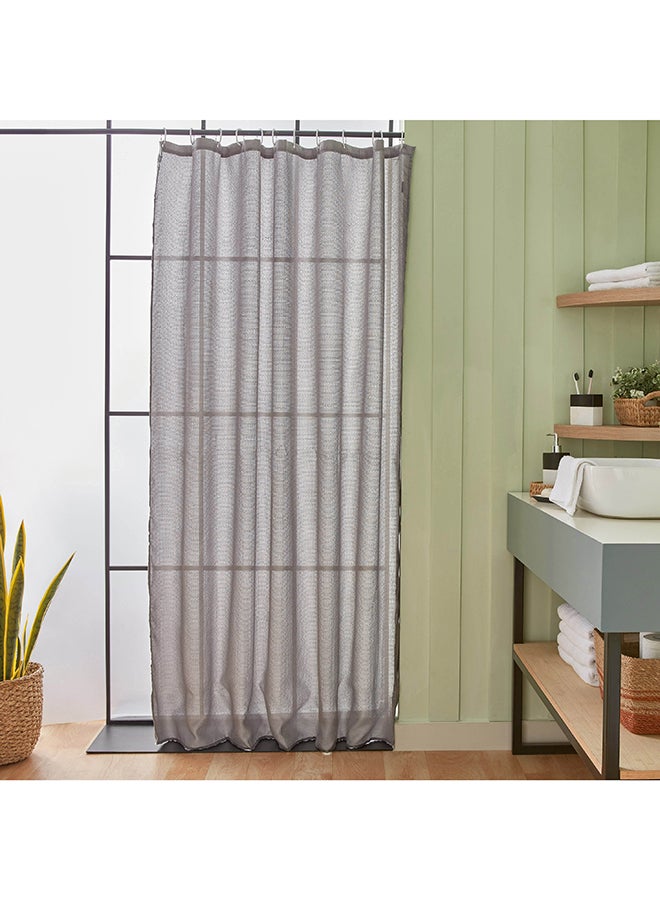 Home Box Diamond Solid Jacquard Shower Curtain with Hooks 200 x 180 cm  - Image 1