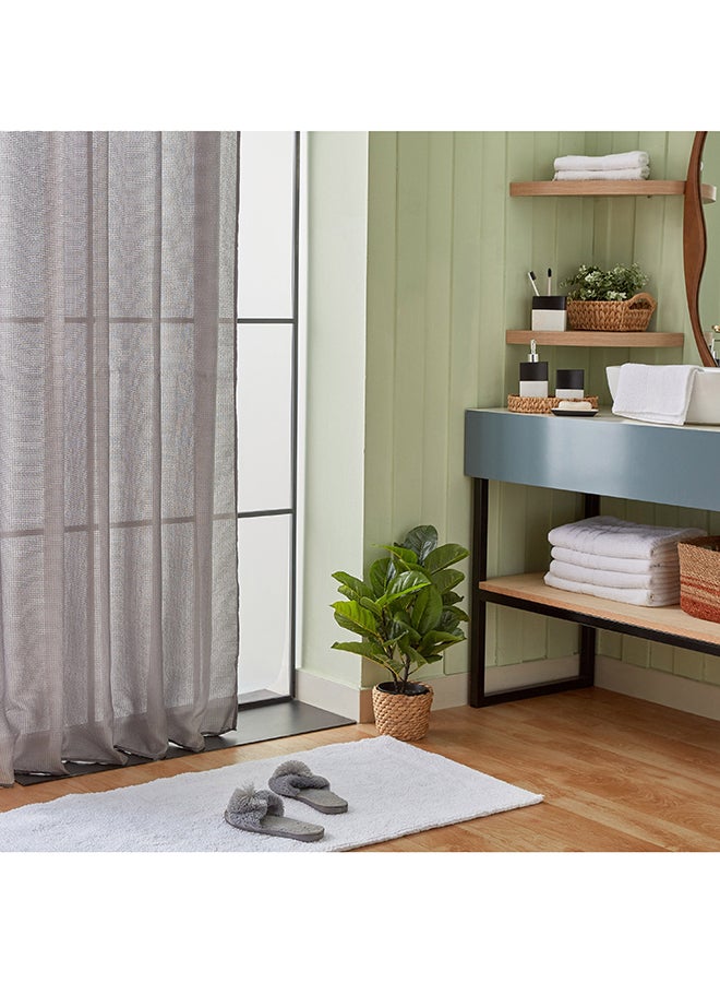 Home Box Diamond Solid Jacquard Shower Curtain with Hooks 200 x 180 cm  - Image 4