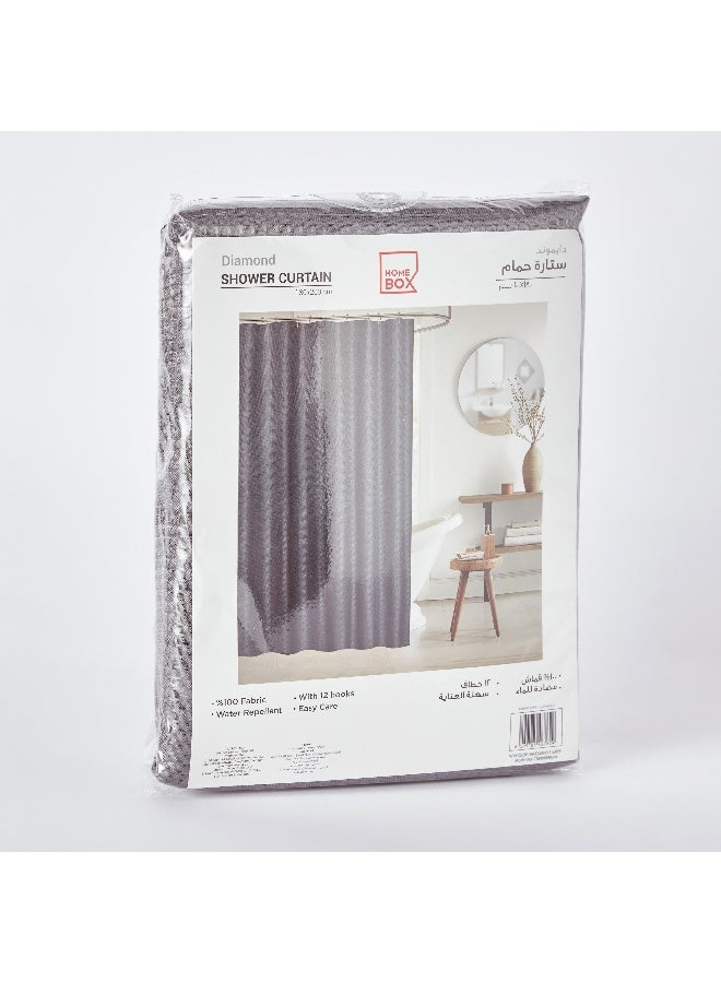 Home Box ستارة دش جاكار صلبة مزينة بالألماس مع خطافات 200 x 180 سم - Image 5