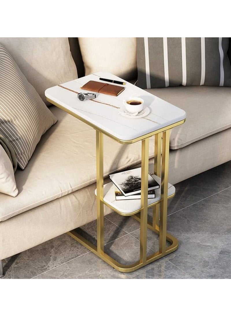 DubaiGallery Sofa Side Table, Wrought-Iron Double Bed Side Table/Afternoon Tea Table, Marble Table top  - Image 1