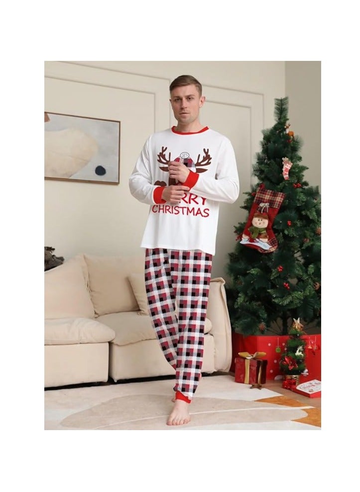 UKR Merry Christmas Pajama Family Set | White T-Shirt & Red Plaid Pants for Children Kids | Holiday Matching PJs for Boys & Girls | Festive Christmas Pajamas for Family Photos & Holiday Fun - Image 5