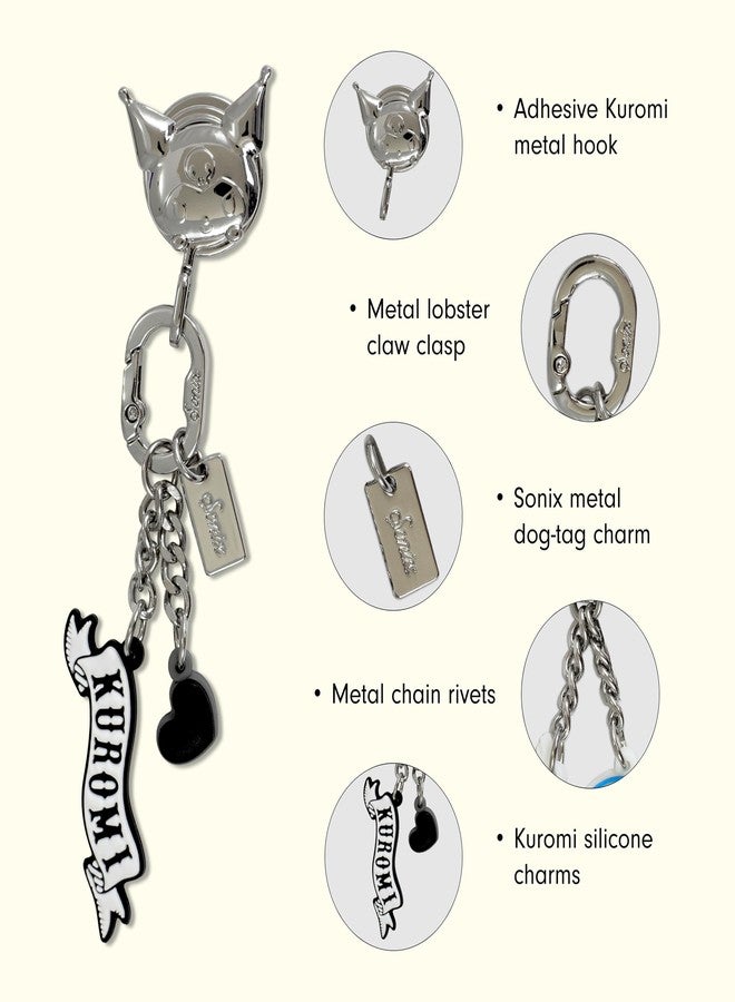 Sonix x Sanrio Phone Charm with Adhesive Hook | Smartphone Charm Hook with Carabiner Ring and Unique Charms | Kuromi - Image 3