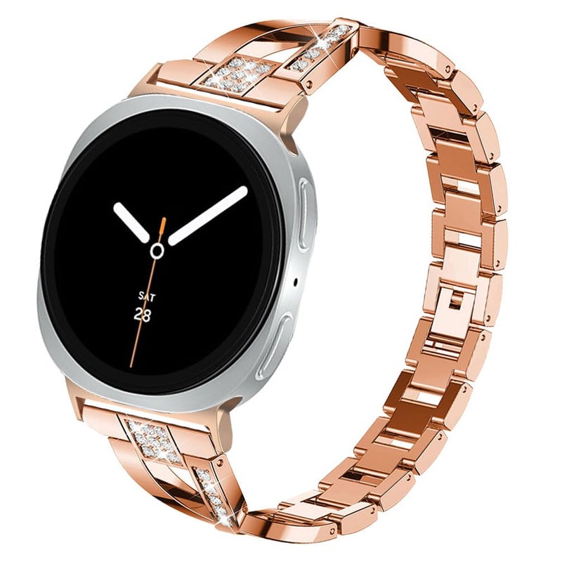 Sankel Compatible for Samsung Galaxy Watch 8 40mm 44mm8 Classic 46mm Bands Women Metal Replacement Bling Jewelry Bracelet Rhinestone Strap Wristband for Galaxy Watch 88 Classic Rose Gold