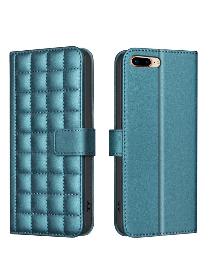 جراب هاتف جلدي بتصميم مربع لهاتف iPhone SE 2024 (أخضر)