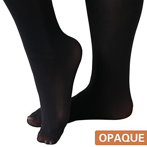 MANZI Women's Black Tights Plus Size 2 Pairs Control Top Basic Pantyhose XXXXL - Image 5