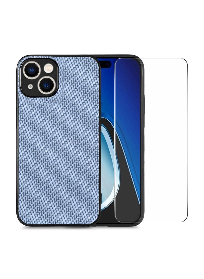 The Bros Case For iPhone 15 Fiber Leather Skin PC Phone Case with High Aluminum-silicon Glass Film