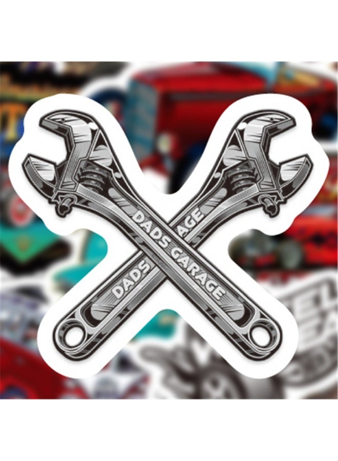 NIBEMINENT 50 Pcs Retro Classic Car Deco Kit Waterproof Stickers, High Definition Printing Bright Colors, Suitable for Laptop Skateboard Luggage Water Bottle Guitar DIY - Image 3