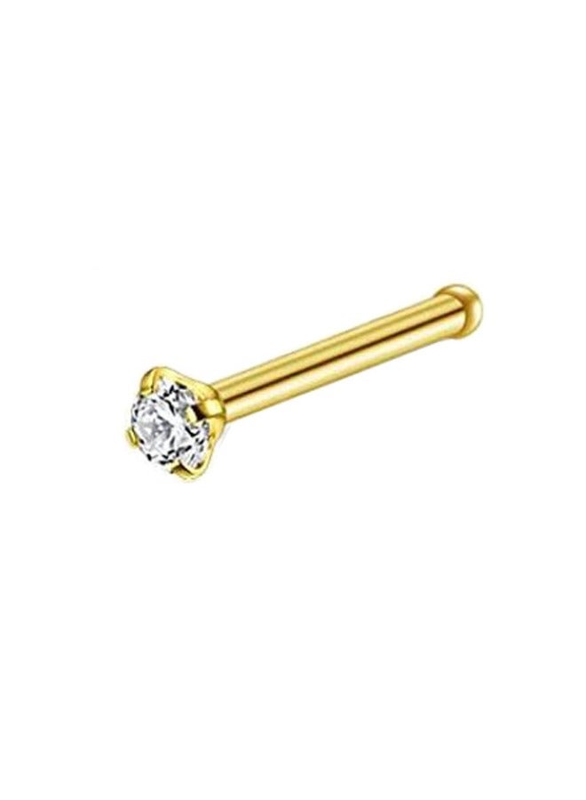 2-Pieces 925 Sterling Silver Round Shape Nose Stud With Zirconia And Diamond - Image 2