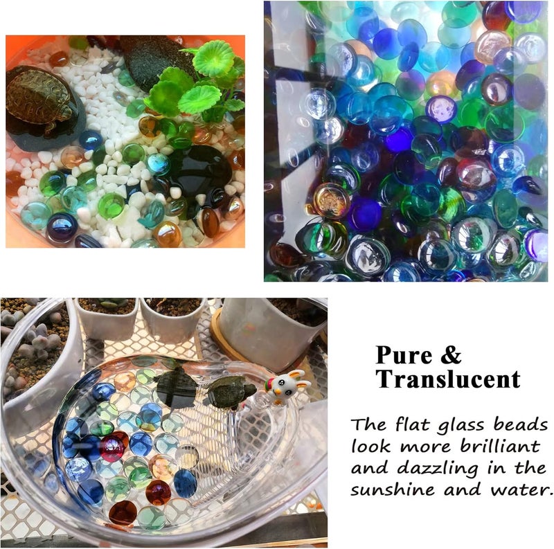 KINGOU Flat Glass Marbles, Replacement Mancala Stones 0.6 LB Mixed Colored Flat Glass Pebbles/Beads/Gems for Games Vase Filler Beads Aquarium Pebbles DIY Craft (12-16mm) - Image 5