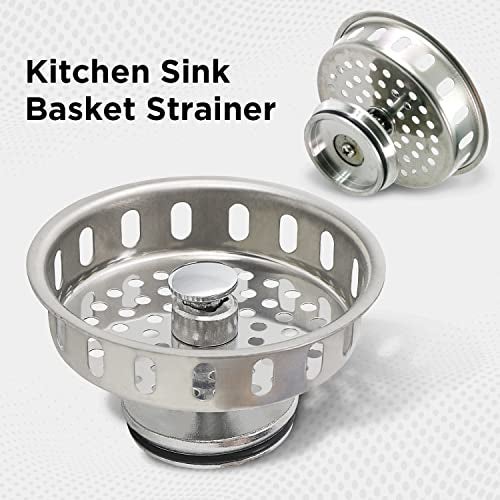 Highcraft 97343 Kitchen Sink Basket Strainer Replacement for Standard Drains (3-1/4 Inch) Stainless Spring Steel Closure and Rubber Stopper, Stainless Steel - Image 2