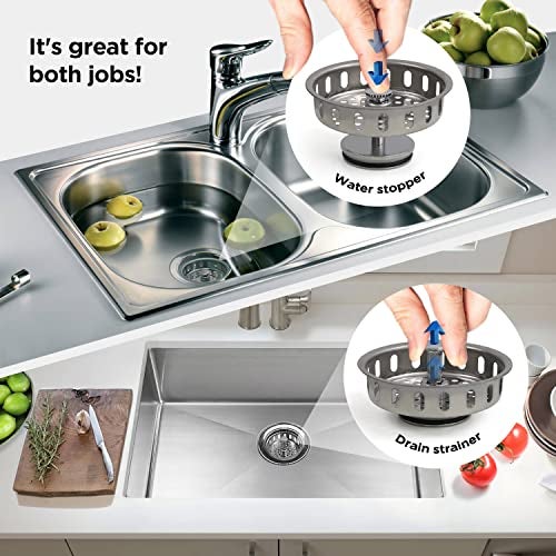 Highcraft 97343 Kitchen Sink Basket Strainer Replacement for Standard Drains (3-1/4 Inch) Stainless Spring Steel Closure and Rubber Stopper, Stainless Steel - Image 4