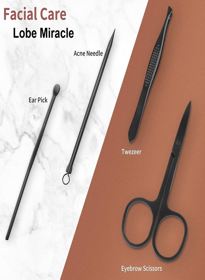 Lobe Miracle Essentials Manicure Set Nail Clippers, Stainless Steel Nail Scissors Grooming Kit, Acne needle, Blackhead Tool Leather Travel Case (Brown Vegan Leather) - Image 5