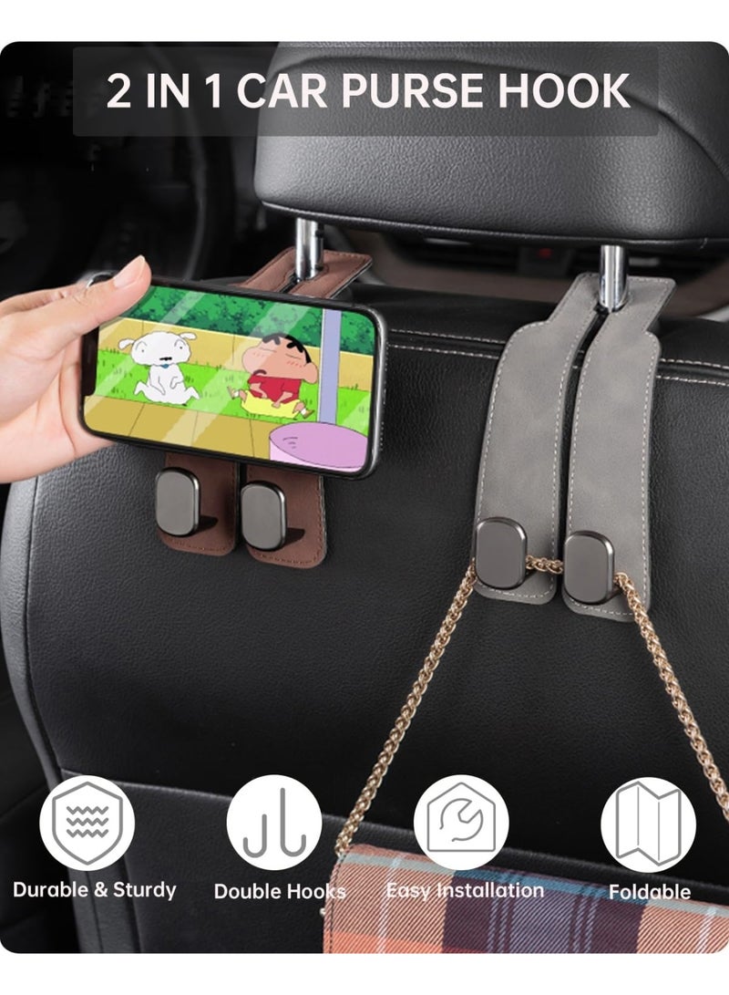 Car Seat Headrest Hook 2 Pcs Upgrade Car Seat Back Double Hooks,Car Purse Hook Car Hooks for Purses,Bags and Mobile Phone,Car Organization Accessories - Image 2