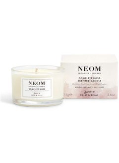 NEOM NEOM- Complete Bliss Scented Candle, Travel Size | Blush Rose, Lime & Black Pepper | Essential Oil Aromatherapy Candle | Scent to De-Stress 