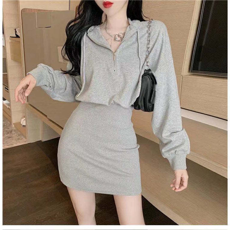 Autumn Winter 2023 Slim Fit Petite Hoodie Dress SD282 Black - Image 3