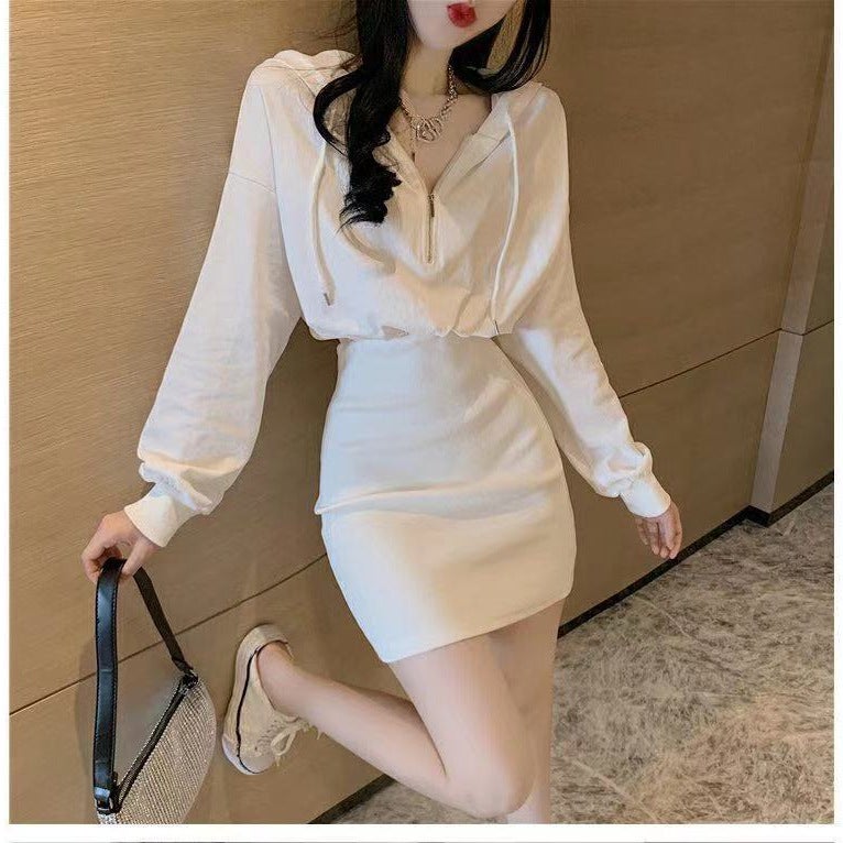 Autumn Winter 2023 Slim Fit Petite Hoodie Dress SD282 Black - Image 5