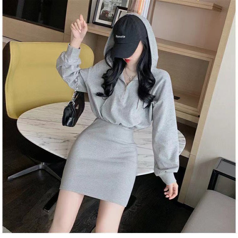 Autumn Winter 2023 Slim Fit Petite Hoodie Dress SD282 Black - Image 4