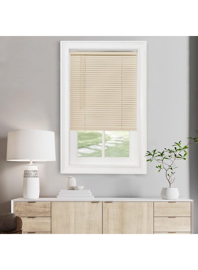 Cordless Light Filtering Mini Blind  37 Inch Width 64 Inch Length 1 Slat Size  Alabaster  Cordless GII Morningstar Horizontal Windows Blinds for Interior by Achim Home Decor