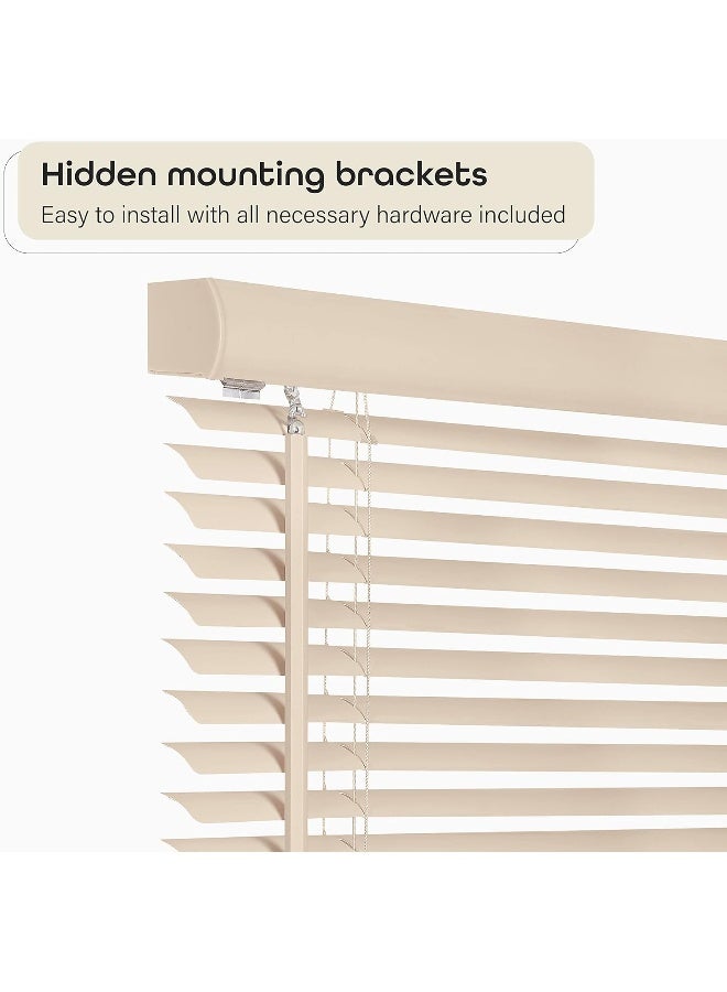 Cordless Light Filtering Mini Blind  37 Inch Width 64 Inch Length 1 Slat Size  Alabaster  Cordless GII Morningstar Horizontal Windows Blinds for Interior by Achim Home Decor