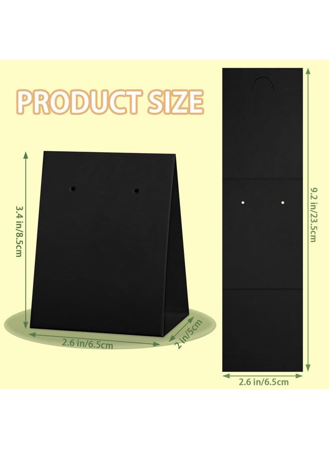 Eersida 100 Pcs Standing Earring Display Cards Card Holders Paper Hanging Packaging for Small Business Jewelry Supplies Selling DIY Earrings Retail Show Photography Props (Black) - Image 2