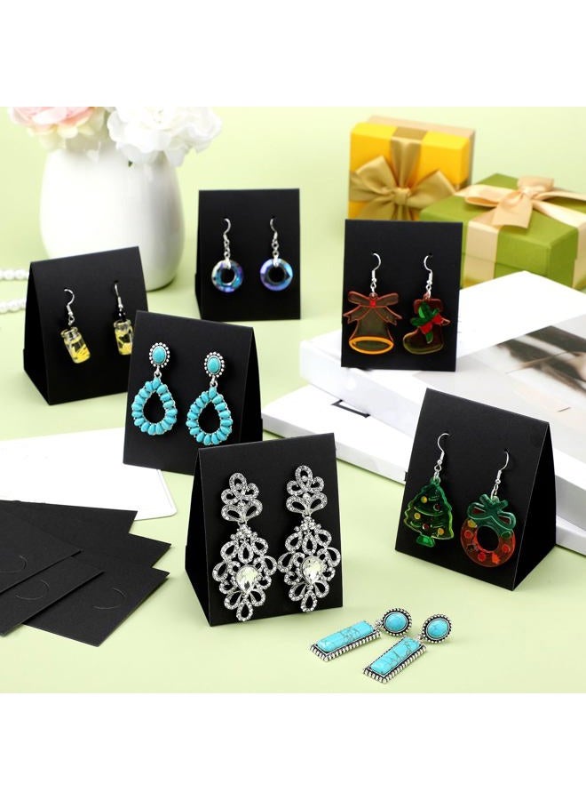 Eersida 100 Pcs Standing Earring Display Cards Card Holders Paper Hanging Packaging for Small Business Jewelry Supplies Selling DIY Earrings Retail Show Photography Props (Black) - Image 4