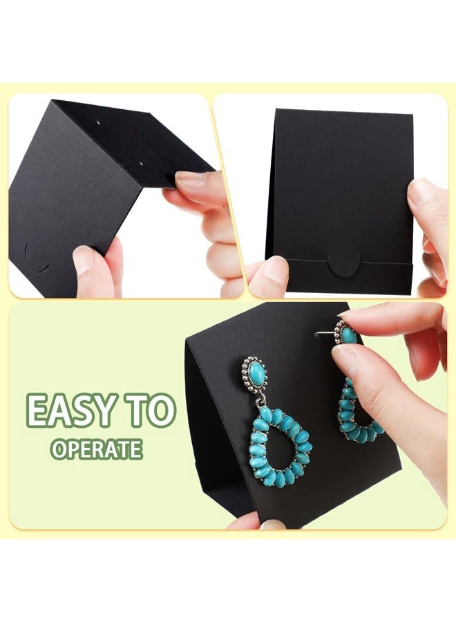 Eersida 100 Pcs Standing Earring Display Cards Card Holders Paper Hanging Packaging for Small Business Jewelry Supplies Selling DIY Earrings Retail Show Photography Props (Black) - Image 5