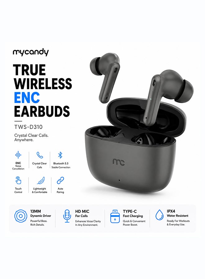 Mycandy TWS-D310 True Wireless ENC Earbuds - grey - Image 1
