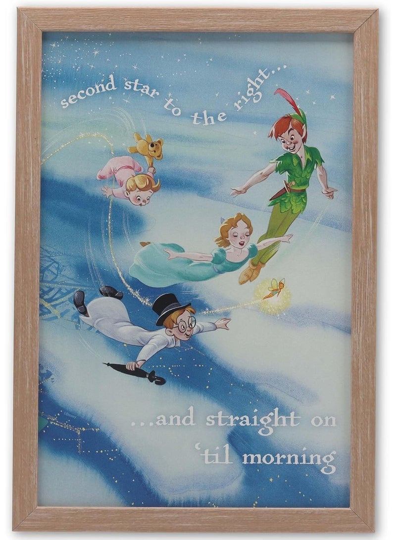 Open Road Brands Peter Pan Second Star to the Right Framed Wood Wall Decor - Classic Neverland Quote Wall Art for Home - Image 3