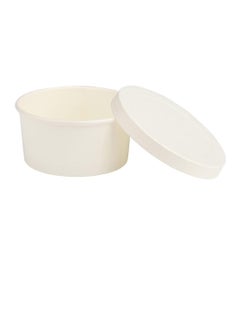 Shop & Shoppee SHOP & SHOPPEE Disposable Thick-Walled Hard Craft Hard Paper Food Container Bowl/Tub with lid - 250 ml (Pack of 25, White)  - Image 1