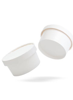 Shop & Shoppee SHOP & SHOPPEE Disposable Thick-Walled Hard Craft Hard Paper Food Container Bowl/Tub with lid - 250 ml (Pack of 25, White)  - Image 2