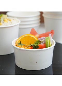 Shop & Shoppee SHOP & SHOPPEE Disposable Thick-Walled Hard Craft Hard Paper Food Container Bowl/Tub with lid - 250 ml (Pack of 25, White)  - Image 4