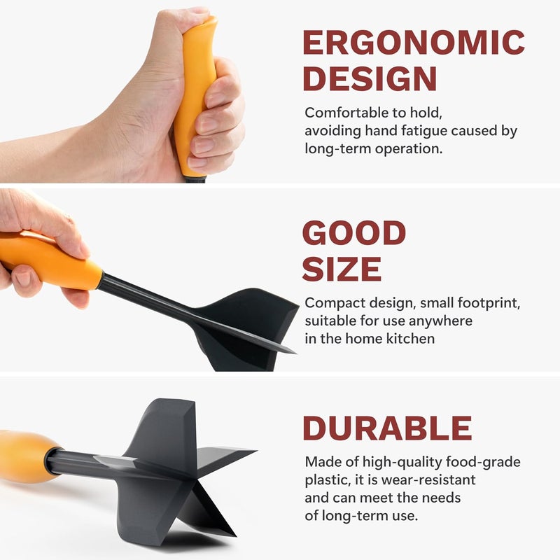 Li & Zhao Li&Zhao Ground Beef Chopper Tool - Meat Chopper for Ground Beef Ground Meat Smasher Hamburger Smasher Tool Ground Beef Masher Meat Spatula Chopper Potato Mashers Heat Resistant Nylon for Mix (Orange) - Image 4