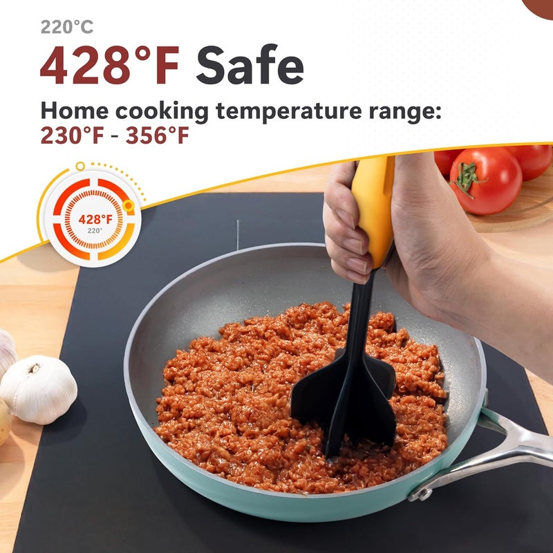 Li & Zhao Li&Zhao Ground Beef Chopper Tool - Meat Chopper for Ground Beef Ground Meat Smasher Hamburger Smasher Tool Ground Beef Masher Meat Spatula Chopper Potato Mashers Heat Resistant Nylon for Mix (Orange) - Image 2
