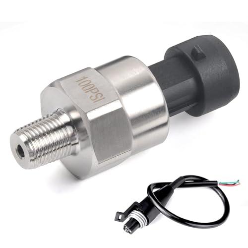 OTUAYAUTO 100 Psi Pressure Transducer Sender Sensor - 1/8" -27 NPT 27 NPT Thread Stainless for Oil Fuel Air Water Pressure with Harness - Image 1