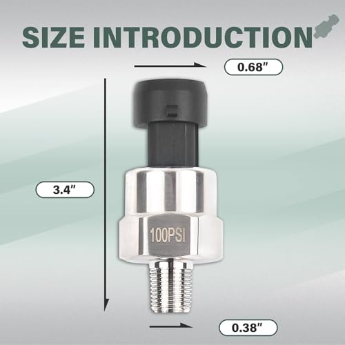 OTUAYAUTO 100 Psi Pressure Transducer Sender Sensor - 1/8" -27 NPT 27 NPT Thread Stainless for Oil Fuel Air Water Pressure with Harness - Image 4