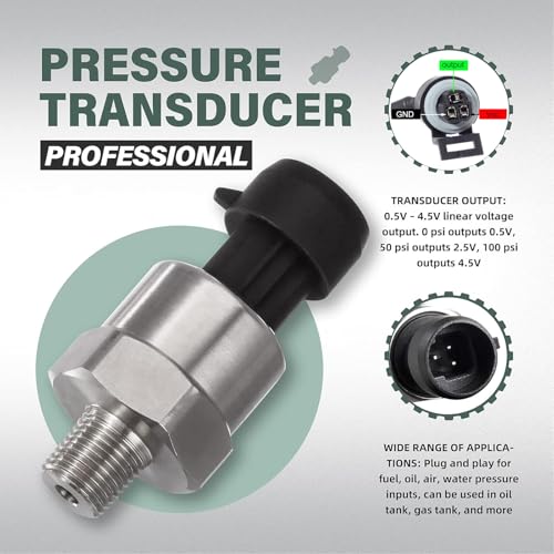 OTUAYAUTO 100 Psi Pressure Transducer Sender Sensor - 1/8" -27 NPT 27 NPT Thread Stainless for Oil Fuel Air Water Pressure with Harness - Image 2